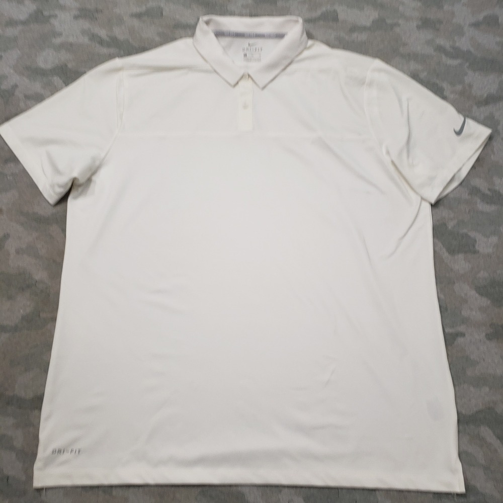 Nike Golf Polo Shirt Mens XL White Dri-FIT Performance Activewear Short Sleeve